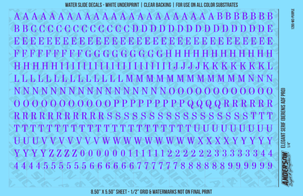 ASG Waterslide Decals - Elegant Serif Lettering Numbers 1/4"