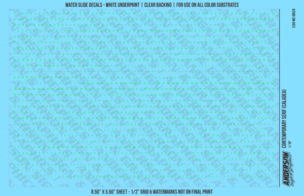 ASG Waterslide Decals - Contemporary Serif Lettering Numbers 1/16"