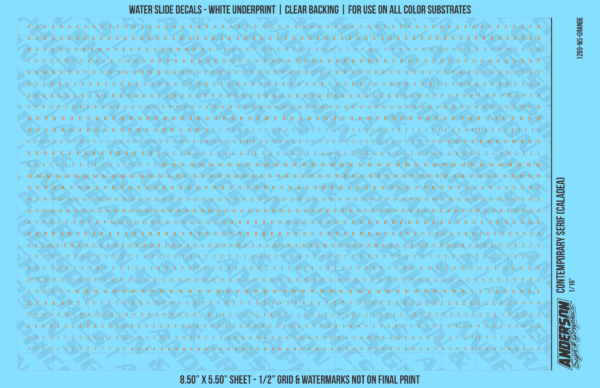 ASG Waterslide Decals - Contemporary Serif Lettering Numbers 1/16"