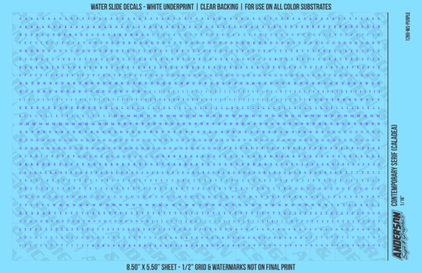 ASG Waterslide Decals - Contemporary Serif Lettering Numbers 1/16"