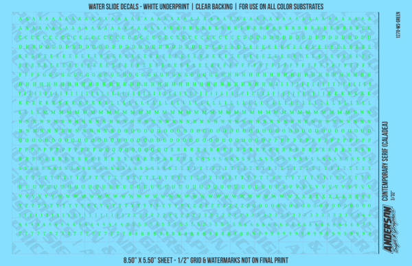 ASG Waterslide Decals - Contemporary Serif Lettering Numbers 3/32"