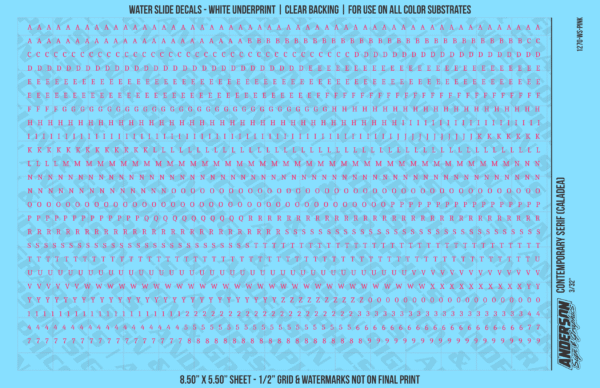 ASG Waterslide Decals - Contemporary Serif Lettering Numbers 3/32"