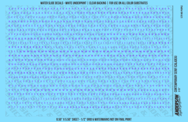 ASG Waterslide Decals - Contemporary Serif Lettering Numbers 3/32"