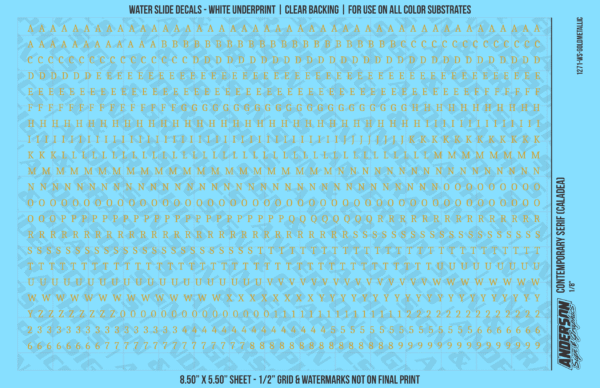 ASG Waterslide Decals - Contemporary Serif Lettering Numbers 1/8"
