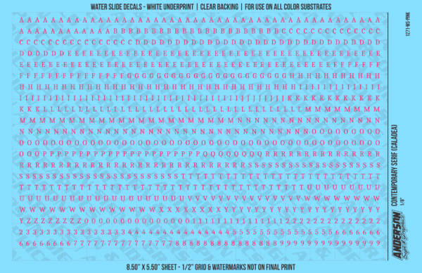 ASG Waterslide Decals - Contemporary Serif Lettering Numbers 1/8"