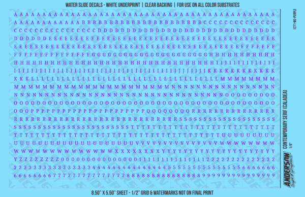 ASG Waterslide Decals - Contemporary Serif Lettering Numbers 1/8"