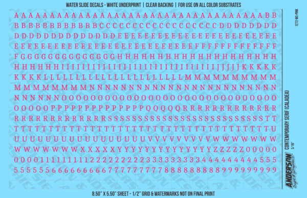 ASG Waterslide Decals - Contemporary Serif Lettering Numbers 3/16"