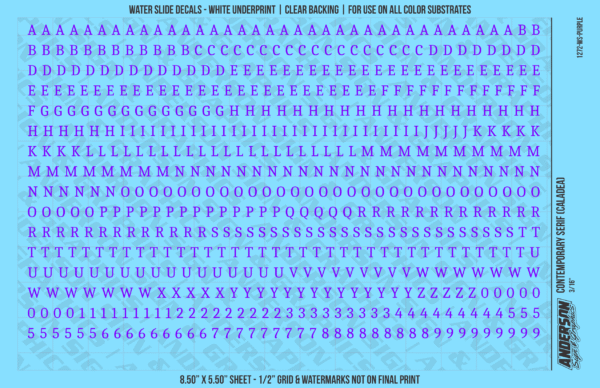 ASG Waterslide Decals - Contemporary Serif Lettering Numbers 3/16"