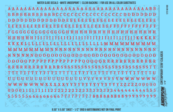 ASG Waterslide Decals - Contemporary Serif Lettering Numbers 3/16"