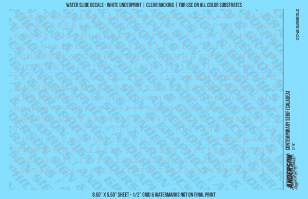 ASG Waterslide Decals - Contemporary Serif Lettering Numbers 3/16"