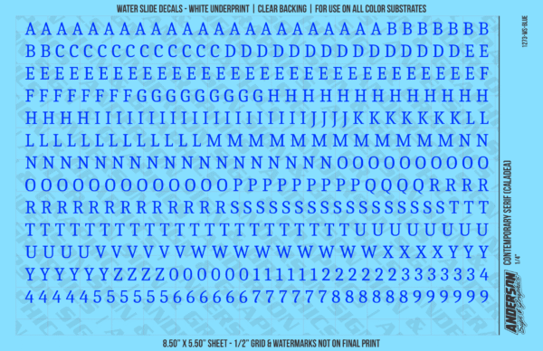 ASG Waterslide Decals - Contemporary Serif Lettering Numbers 1/4"