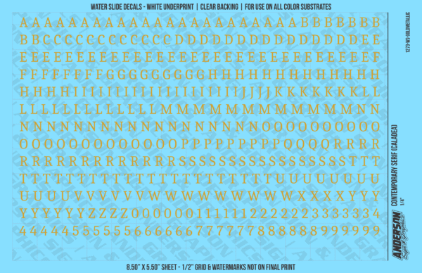 ASG Waterslide Decals - Contemporary Serif Lettering Numbers 1/4"