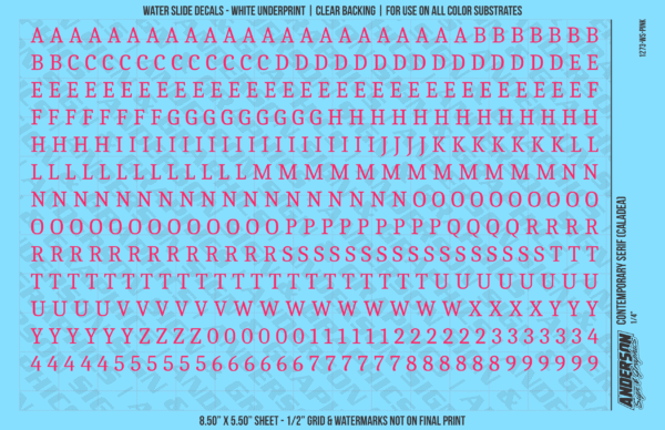 ASG Waterslide Decals - Contemporary Serif Lettering Numbers 1/4"