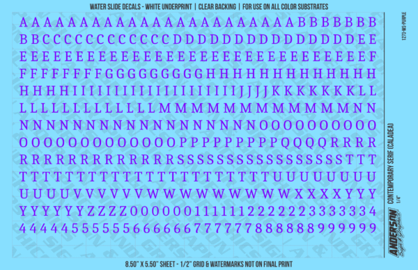 ASG Waterslide Decals - Contemporary Serif Lettering Numbers 1/4"