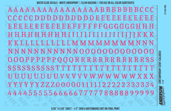 ASG Waterslide Decals - Contemporary Serif Lettering Numbers 5/16"
