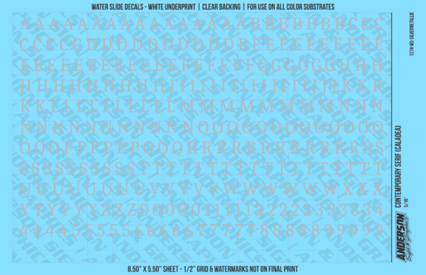 ASG Waterslide Decals - Contemporary Serif Lettering Numbers 5/16"
