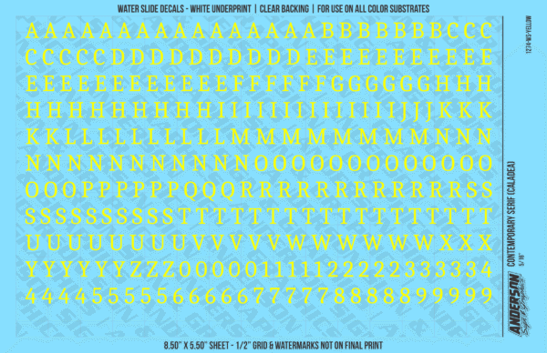 ASG Waterslide Decals - Contemporary Serif Lettering Numbers 5/16"