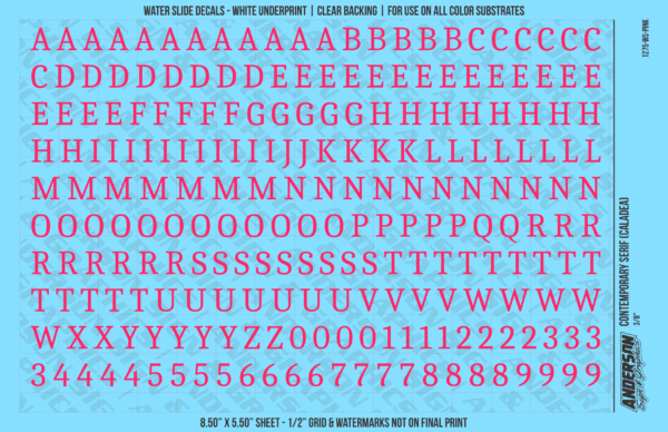 ASG Waterslide Decals - Contemporary Serif Lettering Numbers 3/8"