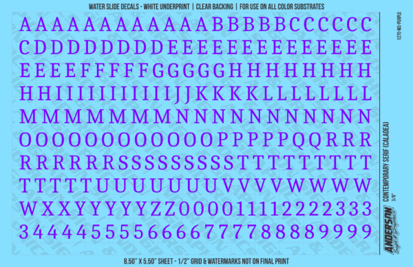 ASG Waterslide Decals - Contemporary Serif Lettering Numbers 3/8"