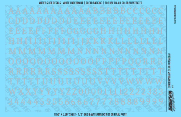 ASG Waterslide Decals - Contemporary Serif Lettering Numbers 3/8"