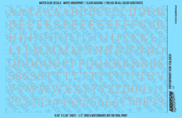 ASG Waterslide Decals - Contemporary Serif Lettering Numbers 1/2"