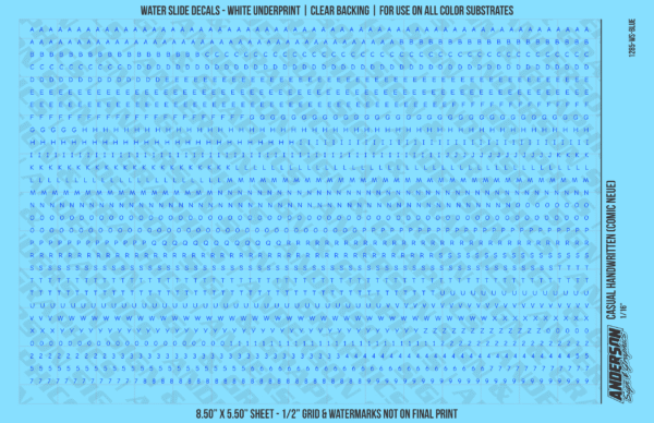 ASG Waterslide Decals - Casual Handwritten Lettering Numbers 1/16"