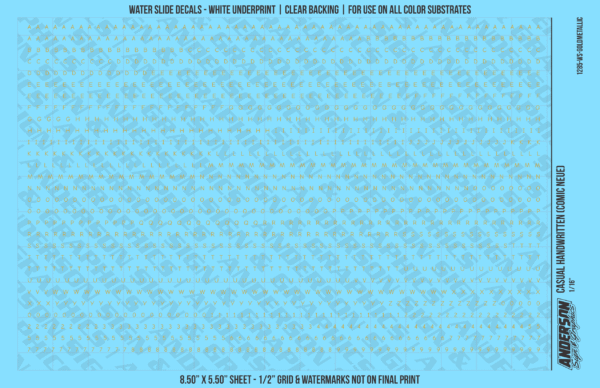 ASG Waterslide Decals - Casual Handwritten Lettering Numbers 1/16"