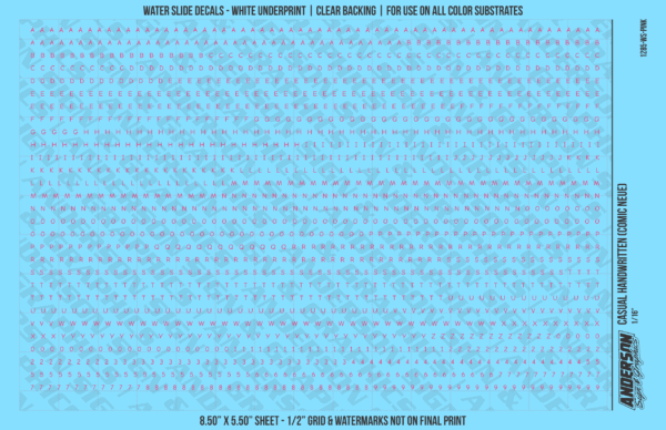 ASG Waterslide Decals - Casual Handwritten Lettering Numbers 1/16"