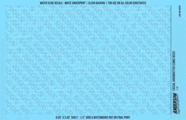 ASG Waterslide Decals - Casual Handwritten Lettering Numbers 1/16"