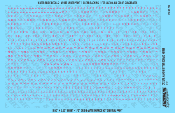ASG Waterslide Decals - Casual Handwritten Lettering Numbers 3/32"