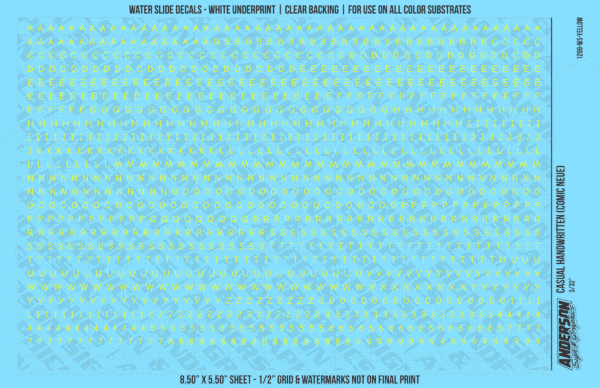 ASG Waterslide Decals - Casual Handwritten Lettering Numbers 3/32"