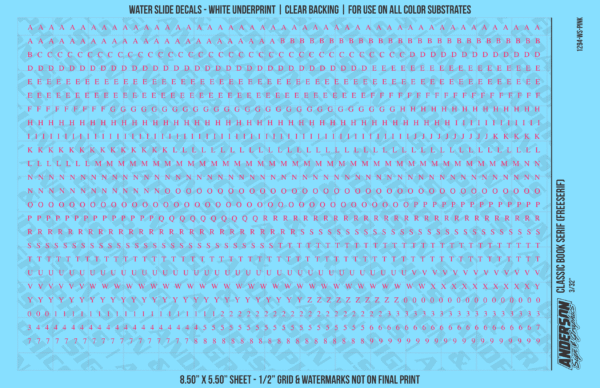 ASG Waterslide Decals - Classic Book Serif Lettering Numbers 3/32"