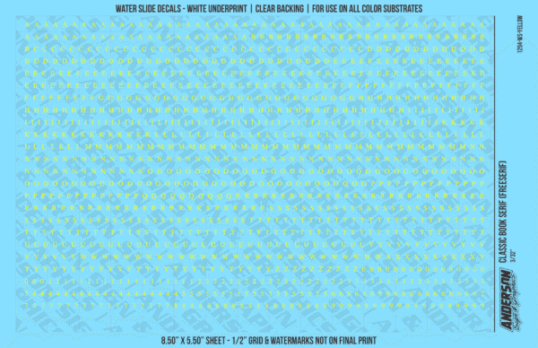 ASG Waterslide Decals - Classic Book Serif Lettering Numbers 3/32"