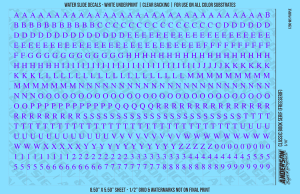 ASG Waterslide Decals - Classic Book Serif Lettering Numbers 3/16"