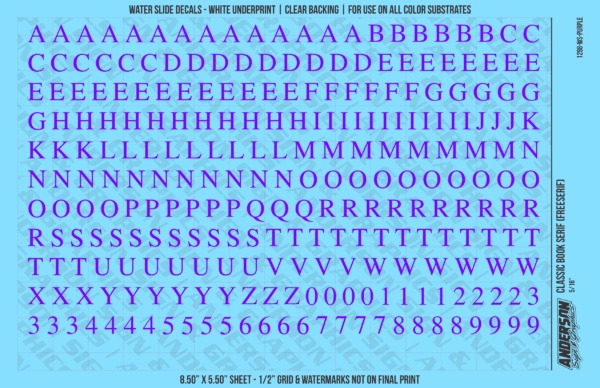ASG Waterslide Decals - Classic Book Serif Lettering Numbers 5/16"