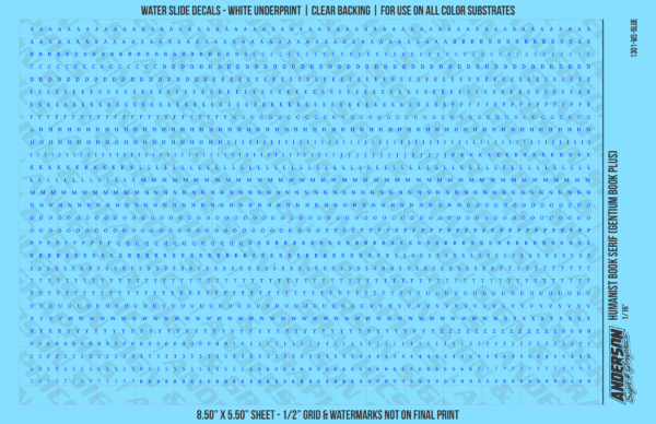 1301-WS-Blue.png ASG Waterslide Decals - Humanist Book Serif Lettering Numbers 1/16"