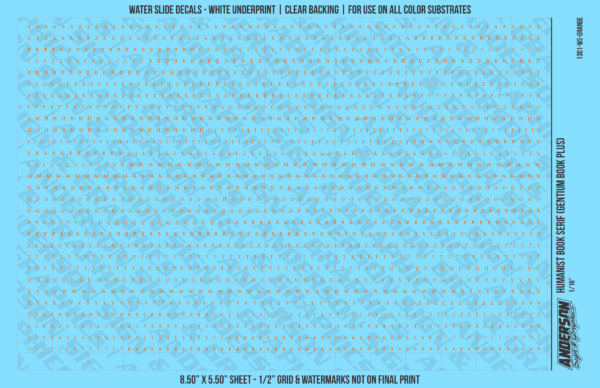 1301-WS-Orange.png ASG Waterslide Decals - Humanist Book Serif Lettering Numbers 1/16"