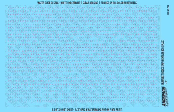 1301-WS-Pink.png ASG Waterslide Decals - Humanist Book Serif Lettering Numbers 1/16"