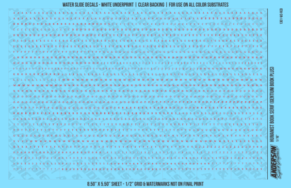 1301-WS-Red.png ASG Waterslide Decals - Humanist Book Serif Lettering Numbers 1/16"