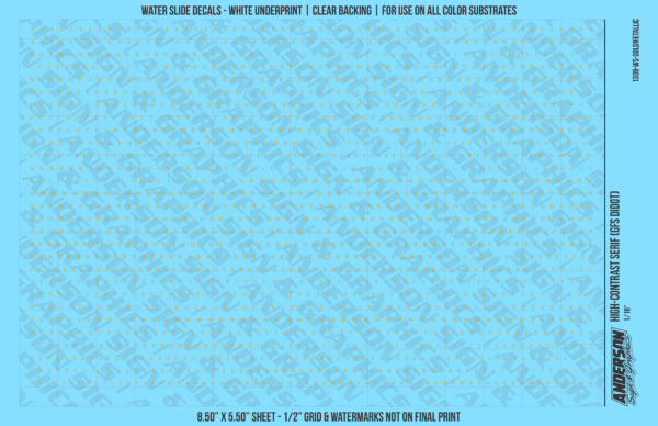 ASG Waterslide Decals - High-Contrast Serif Lettering Numbers 1/16"