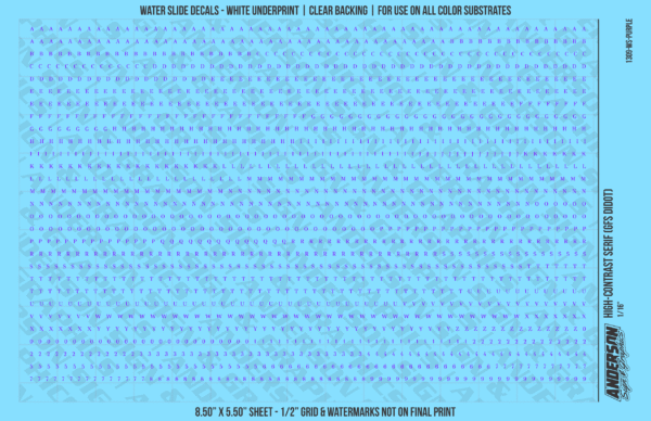 ASG Waterslide Decals - High-Contrast Serif Lettering Numbers 1/16"