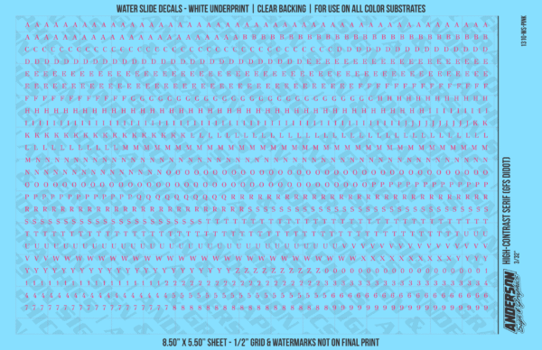 1310-WS-Pink.png ASG Waterslide Decals - High-Contrast Serif Lettering Numbers 3/32"