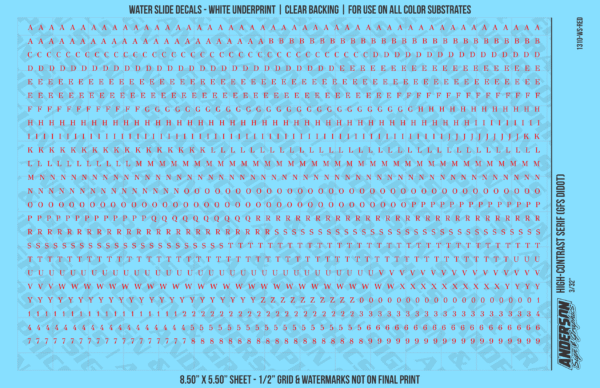 1310-WS-Red.png ASG Waterslide Decals - High-Contrast Serif Lettering Numbers 3/32"
