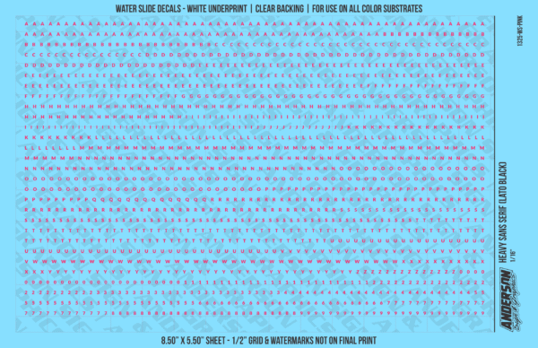 ASG Waterslide Decals - Heavy Sans Serif Lettering Numbers 1/16"