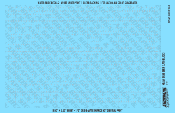 ASG Waterslide Decals - Heavy Sans Serif Lettering Numbers 1/16"