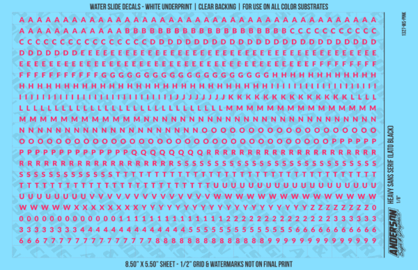 ASG Waterslide Decals - Heavy Sans Serif Lettering Numbers 1/8"