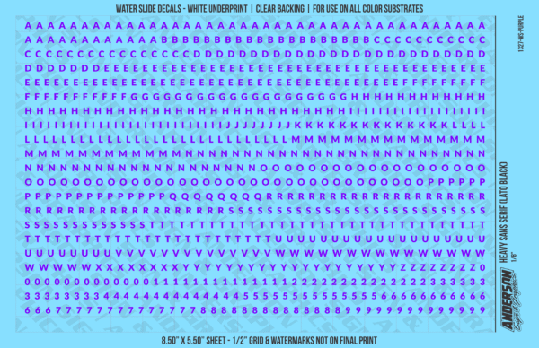 ASG Waterslide Decals - Heavy Sans Serif Lettering Numbers 1/8"