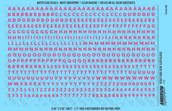 ASG Waterslide Decals - Heavy Sans Serif Lettering Numbers 3/16"