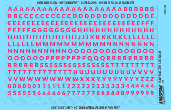 ASG Waterslide Decals - Heavy Sans Serif Lettering Numbers 1/4"