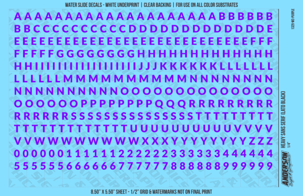 ASG Waterslide Decals - Heavy Sans Serif Lettering Numbers 1/4"